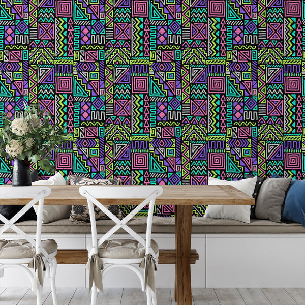 Tribal Colorful Peel & Stick Wallpaper – Sharp Shirter