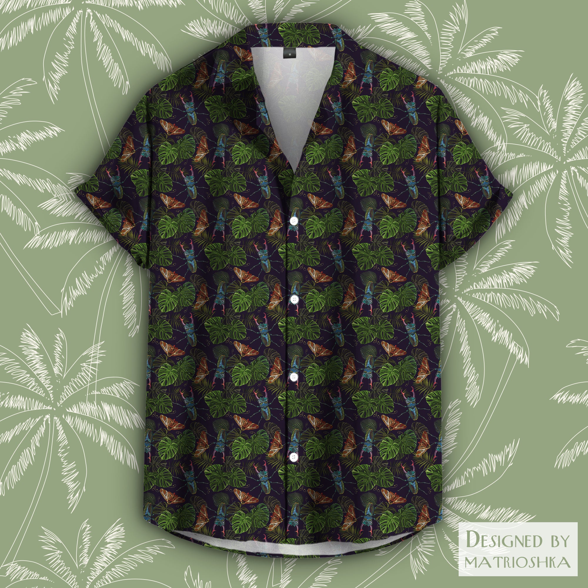 Orange Fruits Leaves Flowers Mens Hawaiian Shirts Short Sleeve