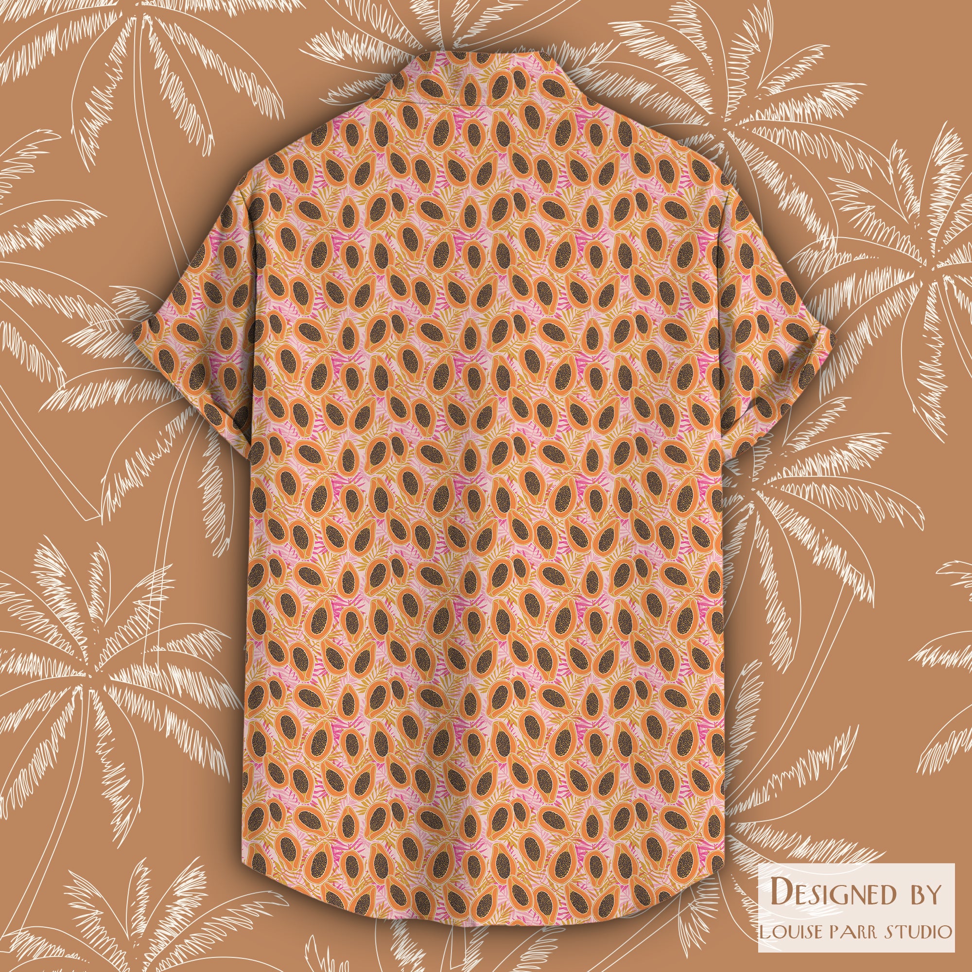 Tropical Papaya Leaves Hawaiian Shirt