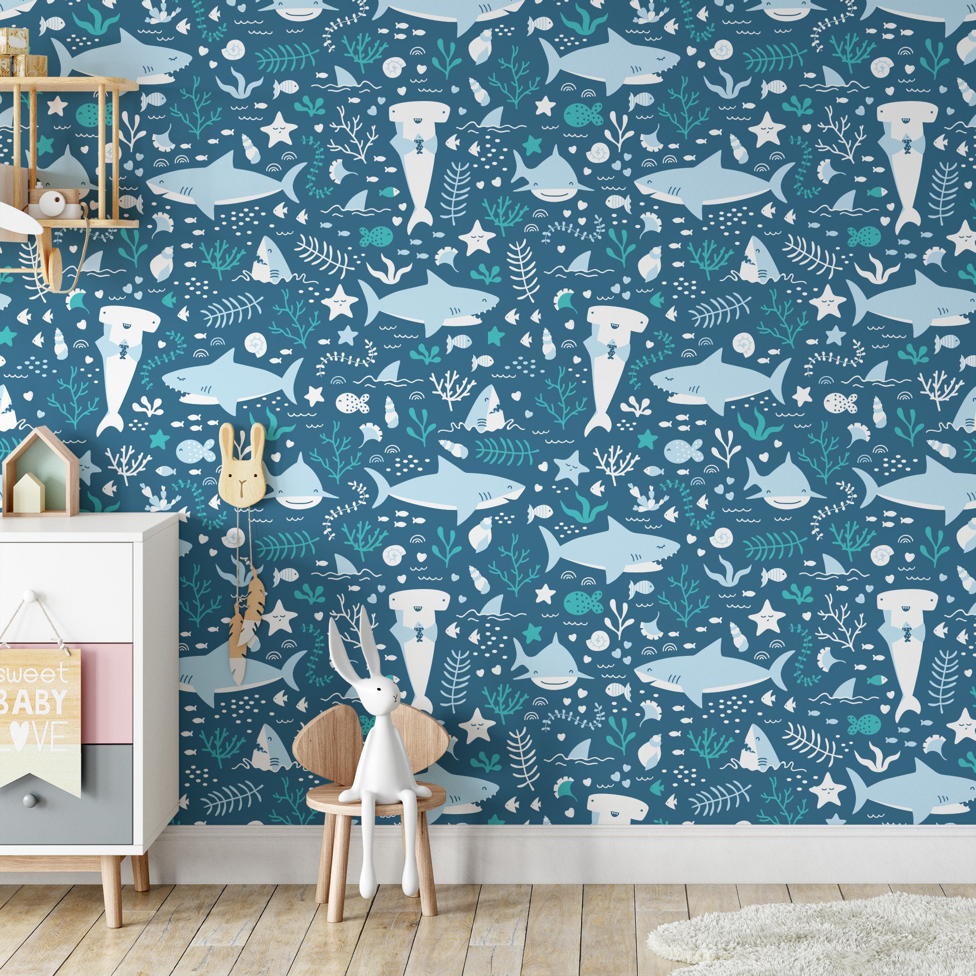 Blue Cactus Removable Wallpaper  Nursery Kids Room  Just For You Wall  Decals Removable Wallpaper Wall Murals