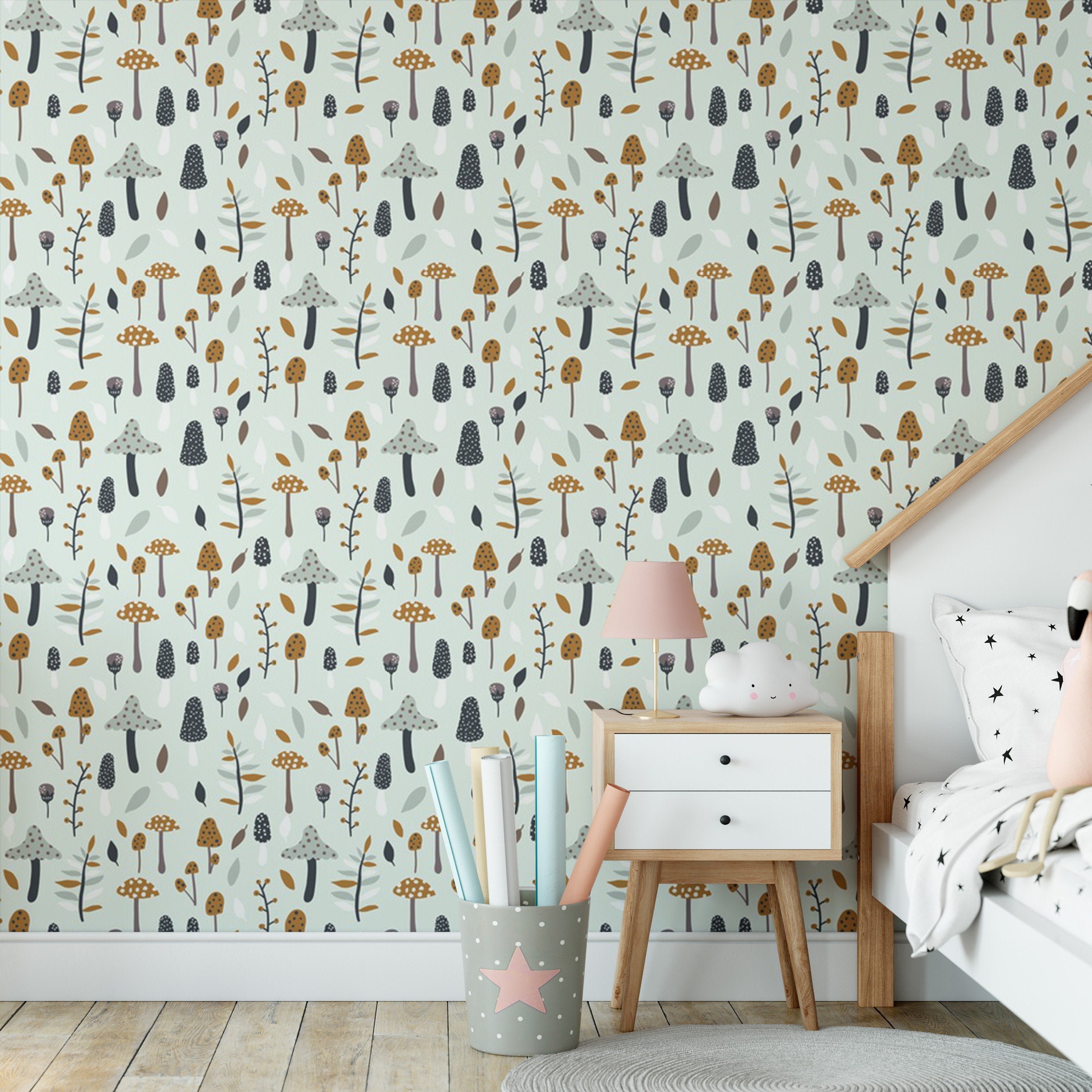 Mushroom Wallpaper Fabric Wallpaper and Home Decor  Spoonflower