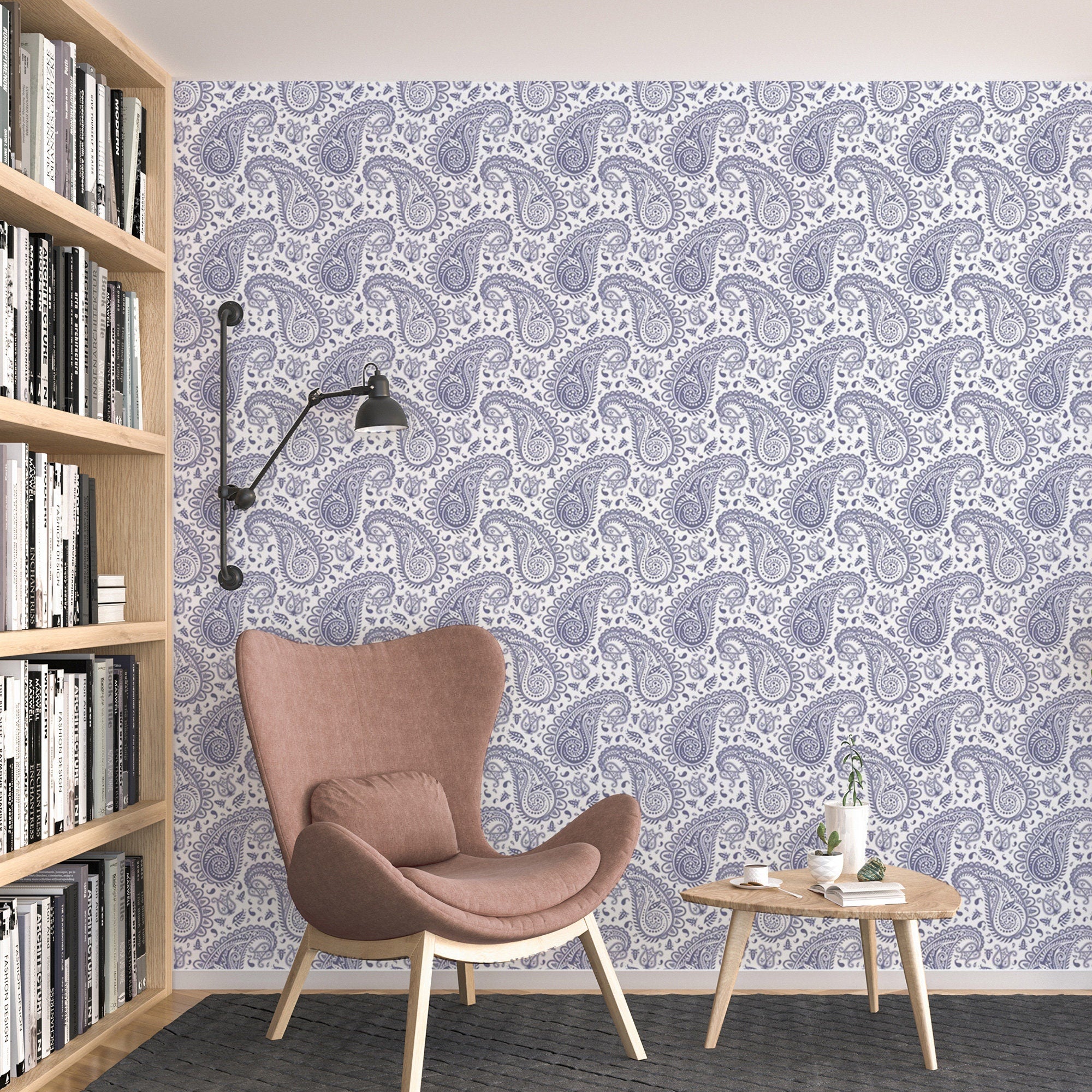 Paisley Pattern Removable Wallpaper, Pretty Flower Wall Cling, Artisti